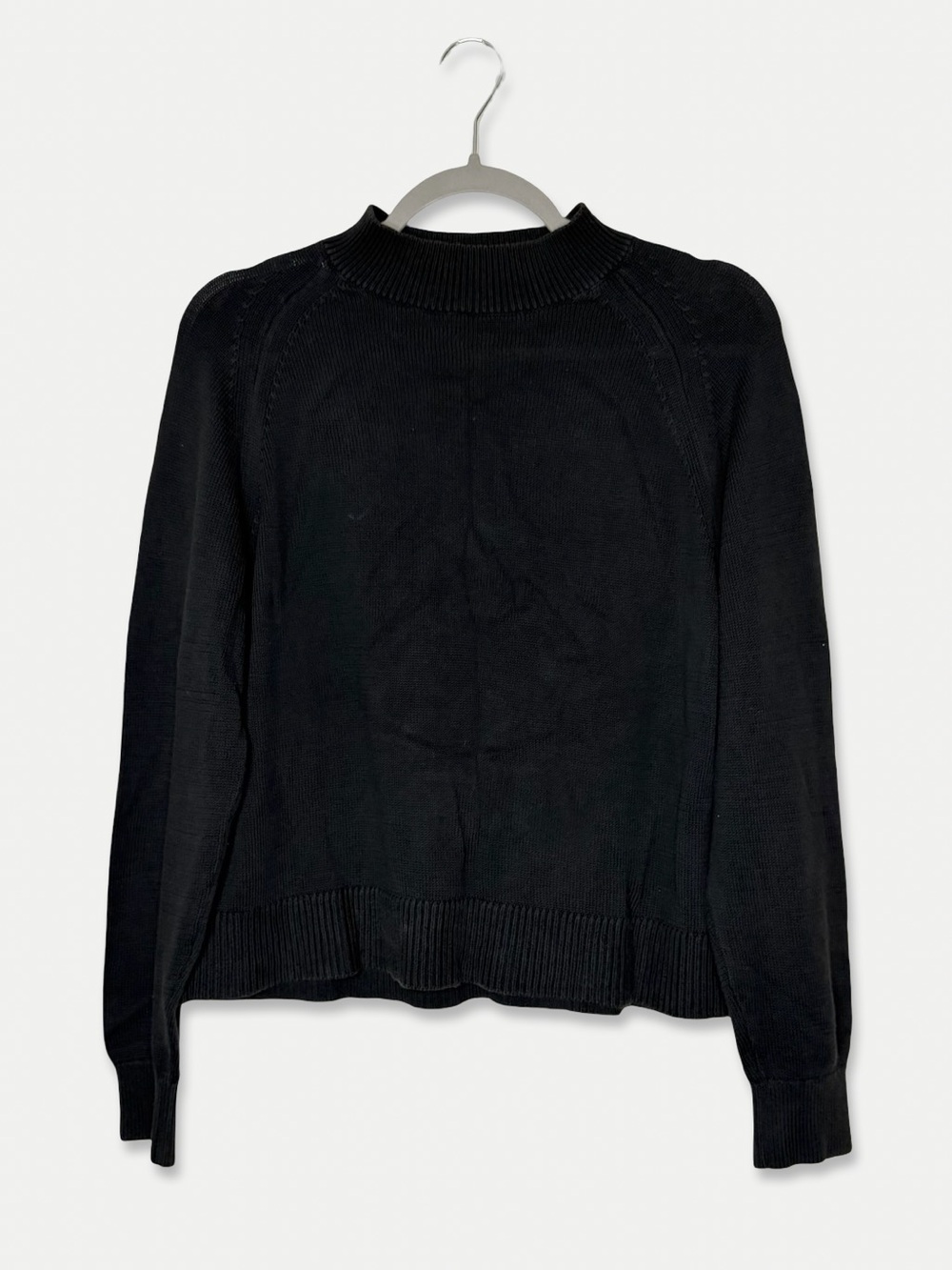 Everlane Women’s Medium Black 100% Cotton Mock Neck Raglan Sweater
